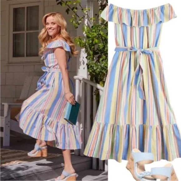 NWT Draper James Off Shoulder Ruffle Sleeve Midi Dress XXL - Picture 2 of 9